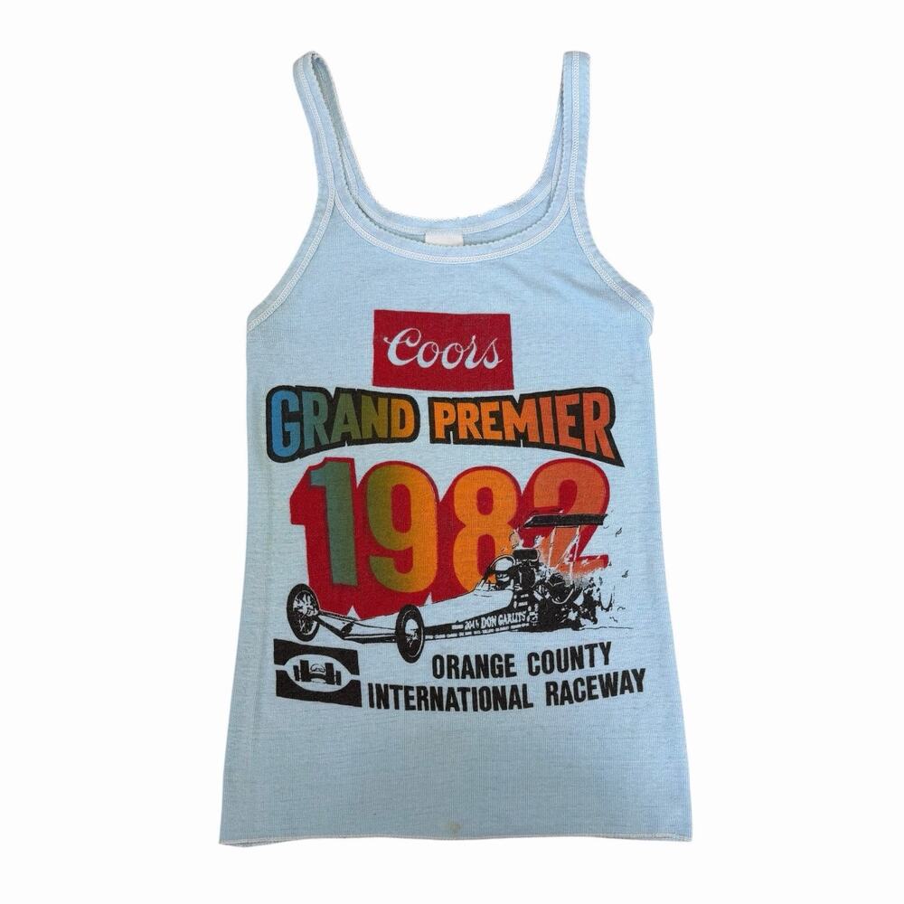 VTG 80’s Drag Racing T Shirt Tank Top Coors Don Garlits Orange County Raceway